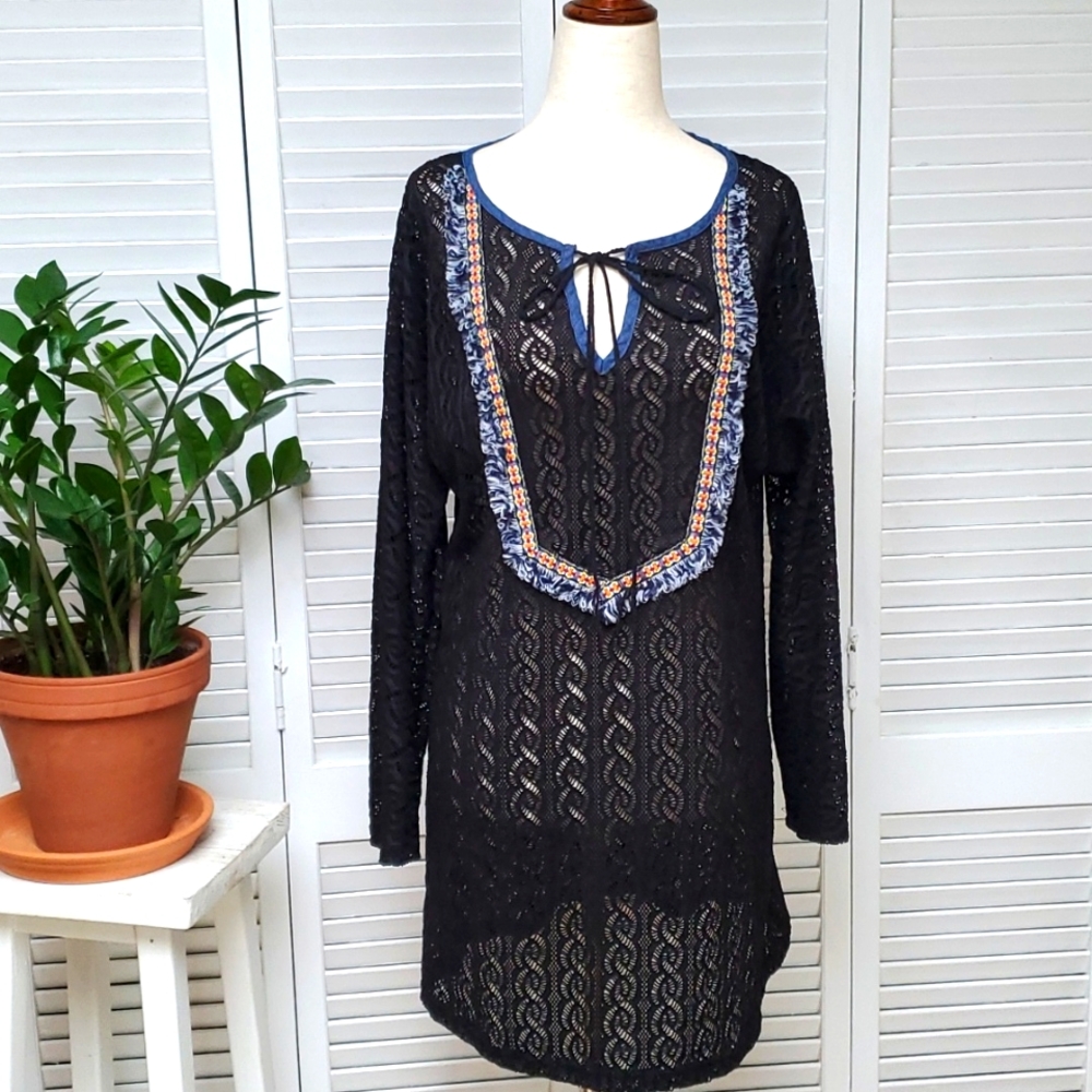 Shoreline Black Lace Swim Coverup